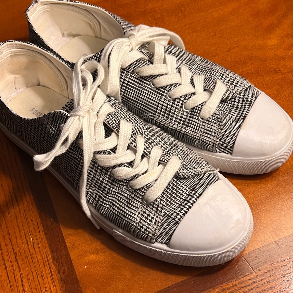 Black and White Plaid Sneakers